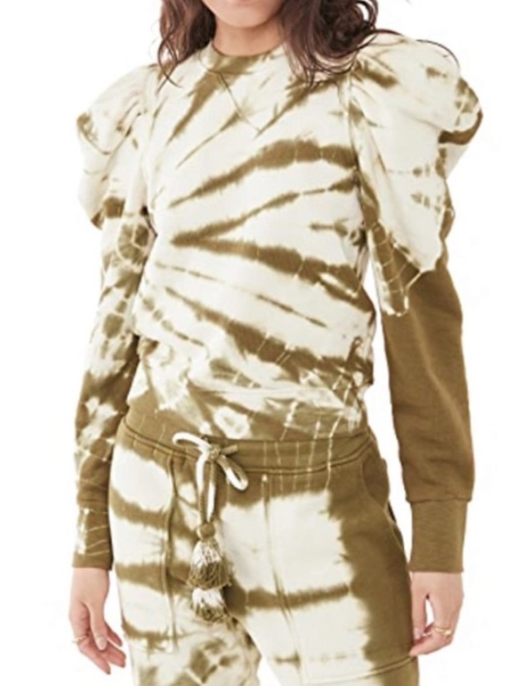 ULLA JOHNSON Philo tie dye puff sleeve crewneck sweatshirt
